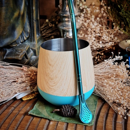 Nécessaire à maté Rapa nui turquoise