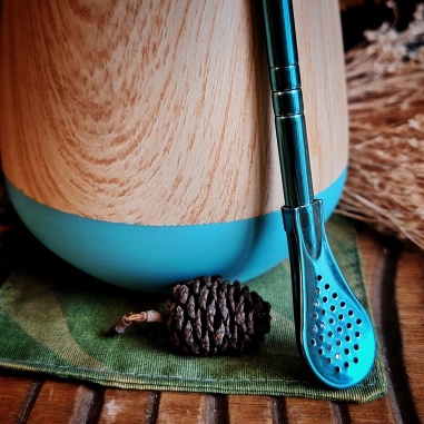 Nécessaire à maté Rapa nui turquoise