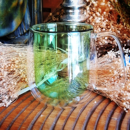 Tasse verre double paroi verte "Dolce vita"