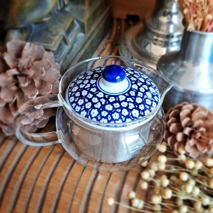 Théière pavillon d'argent verre & porcelaine 2