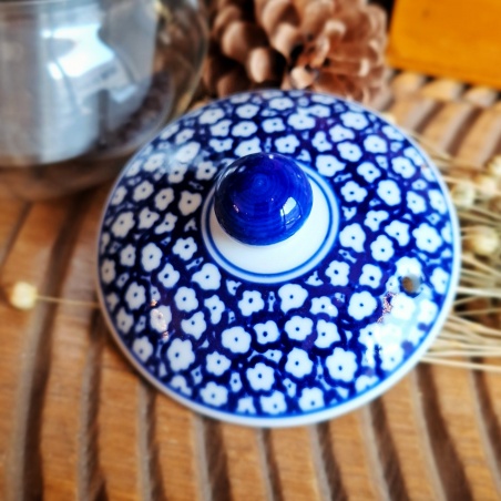 Théière pavillon d'argent verre & porcelaine