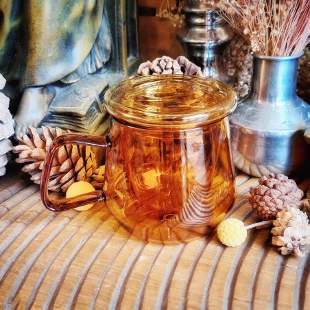 Tasse verre "Agapes phéniciennes" orange braise