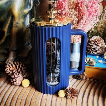 Théière Vaporetto à piston 1L bleue nuit