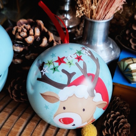 Boule de noël Rudolphe le renne x3 chocolats