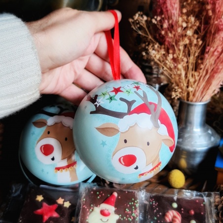 Boule de noël Rudolphe le renne x3 chocolats