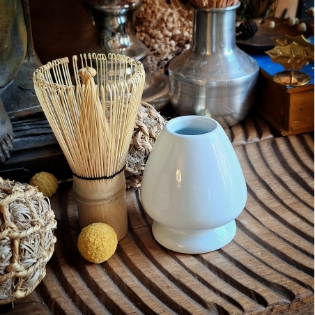 Support à fouet à Matcha porcelaine bleue céladon