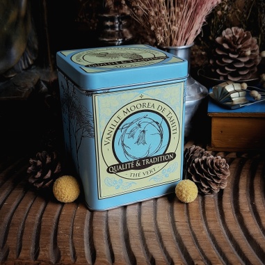 Boîte Vanille Moorea, thé vert 150 grammes