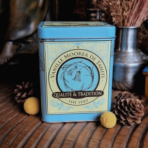 Boîte Vanille Moorea, thé vert 150 grammes