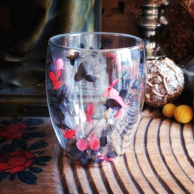 Tasse verre "Sortilège" rouge et noire