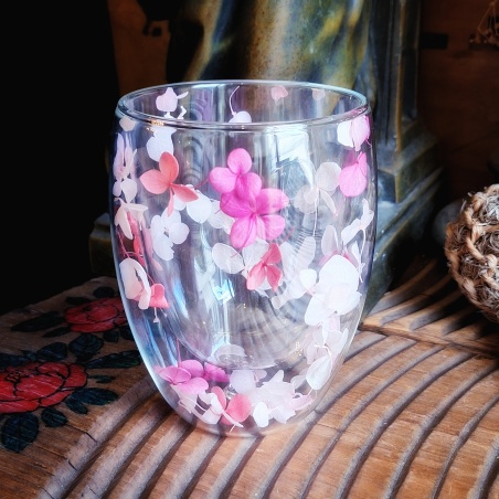 Tasse verre "Sortilège" fuschia