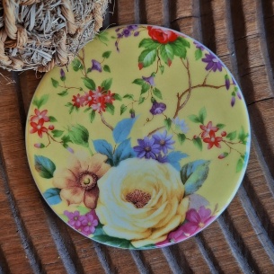 Tasse Garden-party (fond jaune), couvercle et filtre intégré. 2