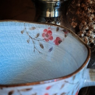 Tasse orient-extrême craquelée rose. 2