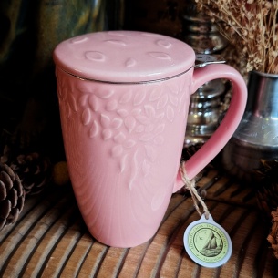 Tasse Madère rose dragée, couvercle et filtre intégré. 2