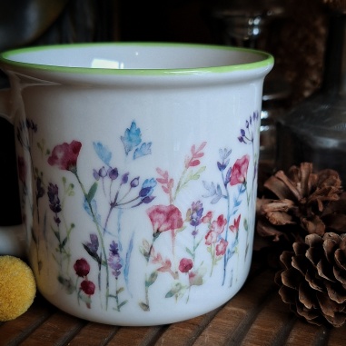 Tasse "Jardin du poète" bord vert