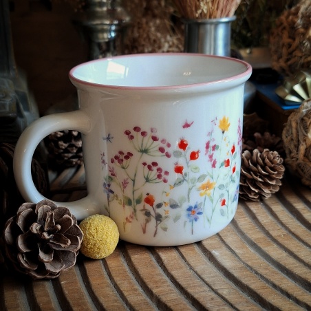 Tasse "Jardin du poète" bord rose
