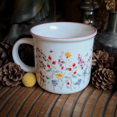 Tasse "Jardin du poète" bord rose