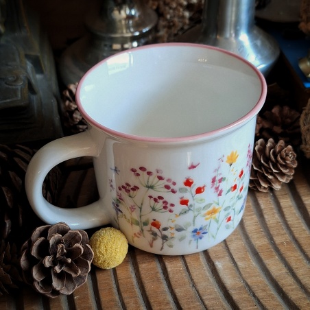 Tasse "Jardin du poète" bord rose