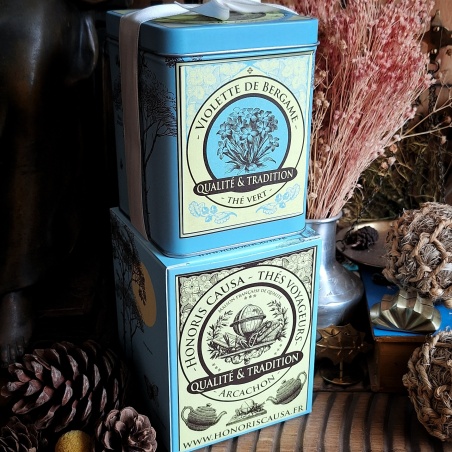 Boîte Violette de Bergame, thé vert 150 grammes