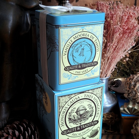 Boîte Vanille Moorea, thé vert 150 grammes