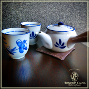Service à thé Osaka bleu et blanc