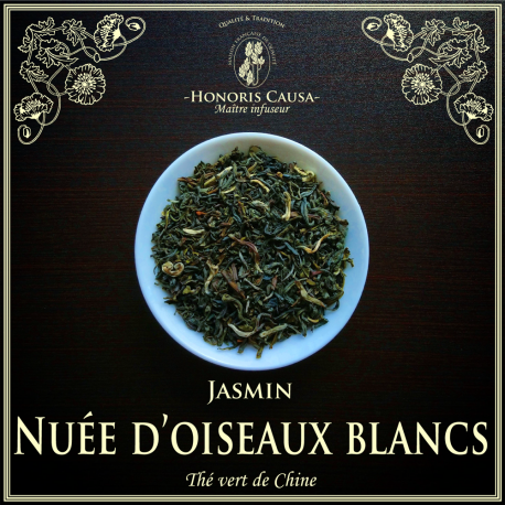 Nuées d'oiseaux blancs, thé vert jasmin