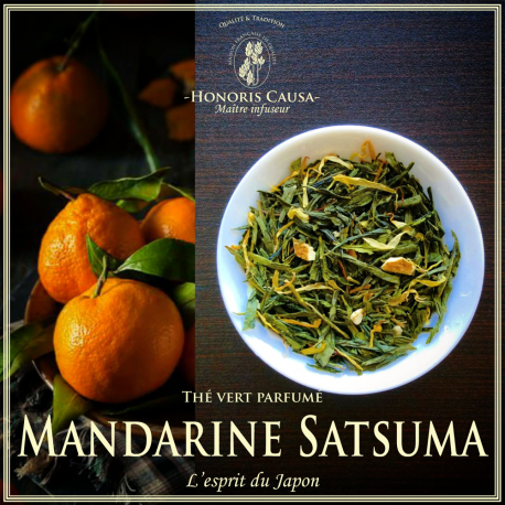 Mandarine satsuma du Japon, thé vert biologique