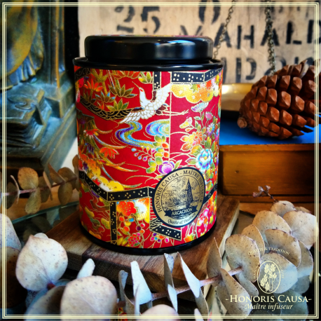 Boîte chrysanthème rouge et or, 90gr