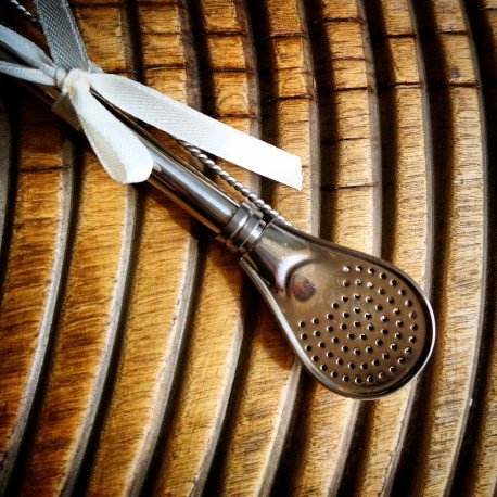 Bombilla en métal Buenos aires bleu + brosse