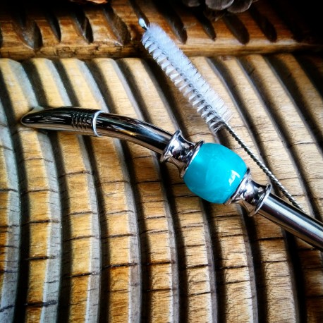 Bombilla en métal Montévidéo perle bleue+ brosse