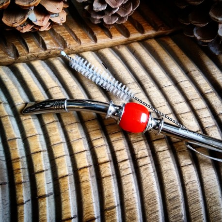 Bombilla en métal Montévidéo perle rouge+ brosse