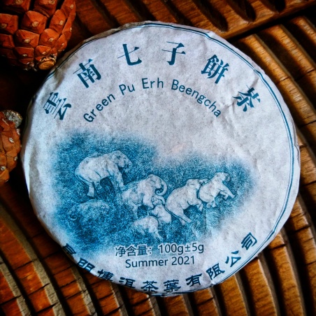 Pu'er vert "Horde d'éléphants" Galette 100g (sheng)