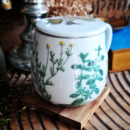 Tasse tilleul de France couvercle et filtre intégré