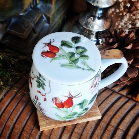 Tasse églantine, couvercle et filtre intégré
